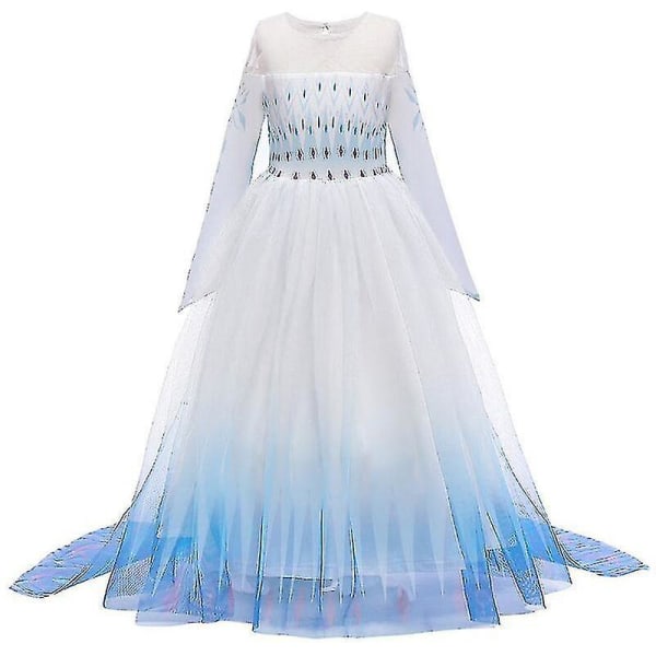 Kids Girl Frozen 2 Costume Queen Elsa Princess Cosplay Party Fancy Dress Gradient Blue 4-5 Years