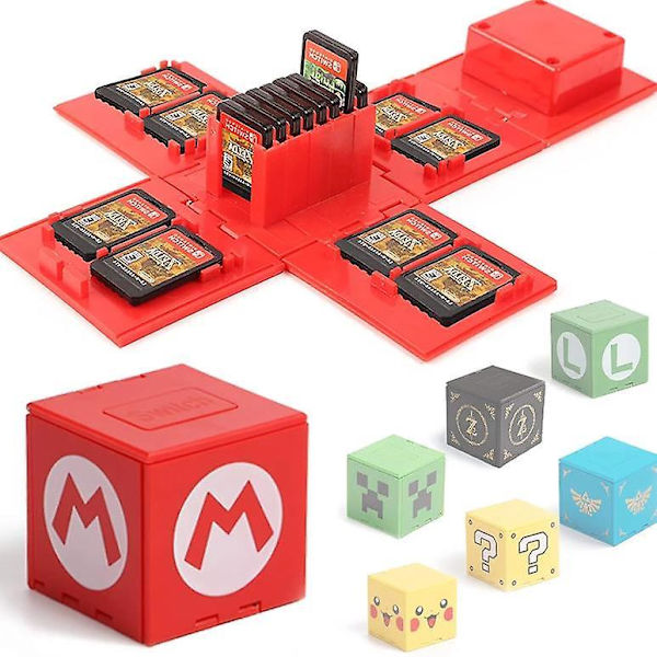 Switch Game Card Storage Box Foldable Ns Card Organizer Capacity 16 Pieces Card Red M Letter