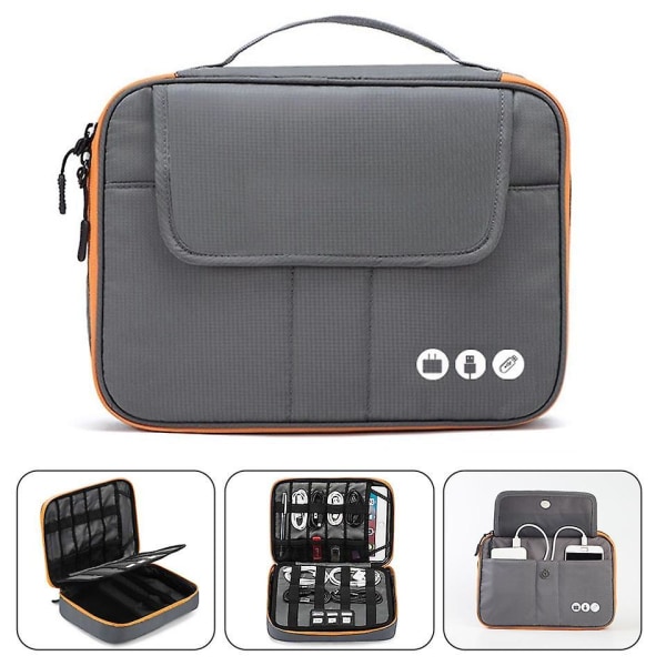 High Grade Nylon 2 Layers Travel Electronic Accessories Organizer Bag,travel Gadget Carry Bag, Perfect Size Fit For Ipad