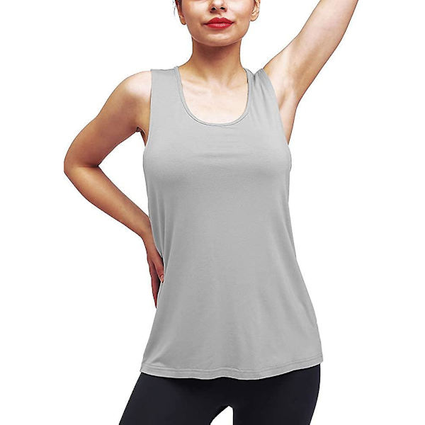 Workout Tops For Women Yoga Athletic Shirts Long Tank Tops Gym Clothes Gray X-Large
