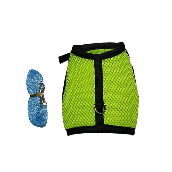 Rabbit Harnesses Vest Leashes Set Soft Mesh Harness With Leash Small Animal Guinea Pig Hamsters Green M