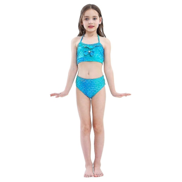 Kids Girls Mermaid Tail Bikini Set Swimwear Swimsuit Swimming Costume Included Garland Headband Color 12 8-9Years