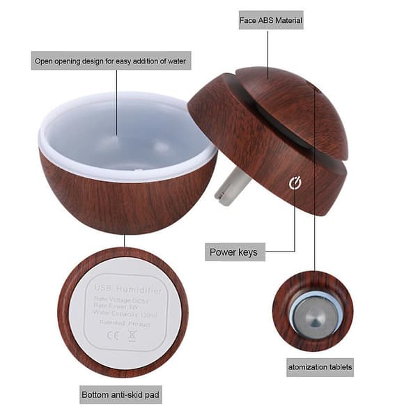 Bærbar Mini Luftfugter hvid walnut