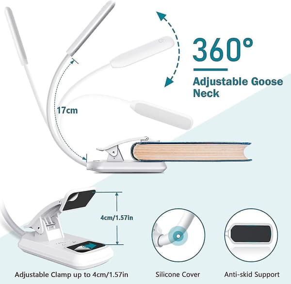 9 Led Reading Light, Rechargeable Reading Light Lamp In 3 Brightness Modes (cool White/warm Yellow)