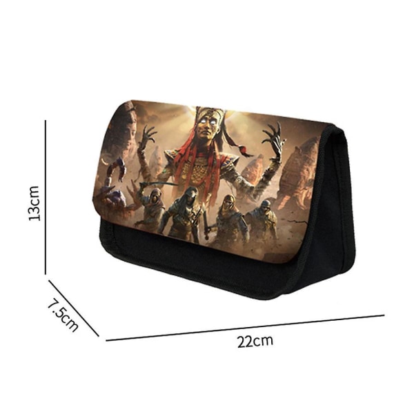 Elden Ring Game Printed Pencil Case Pouch Double Layer Pen Bag Stand Zip Storage Organizer C