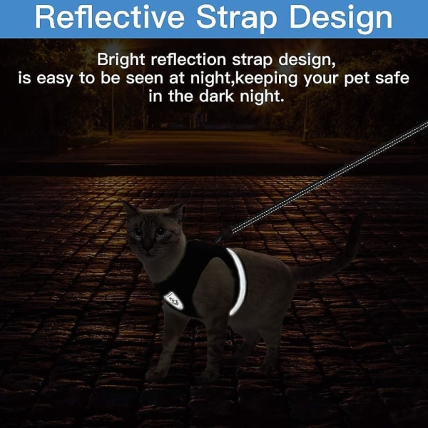 Breathable Cat Harness And Leash Escape Proof Pet Clothes Kitten Puppy Dogs Vest Adjustable Easy Control Reflective Gray L