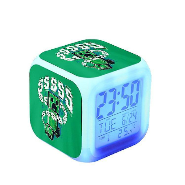 Minecraft Game Surrounding Colorful Square Night Light Bedside Alarm Clock Birthday Gift Style P