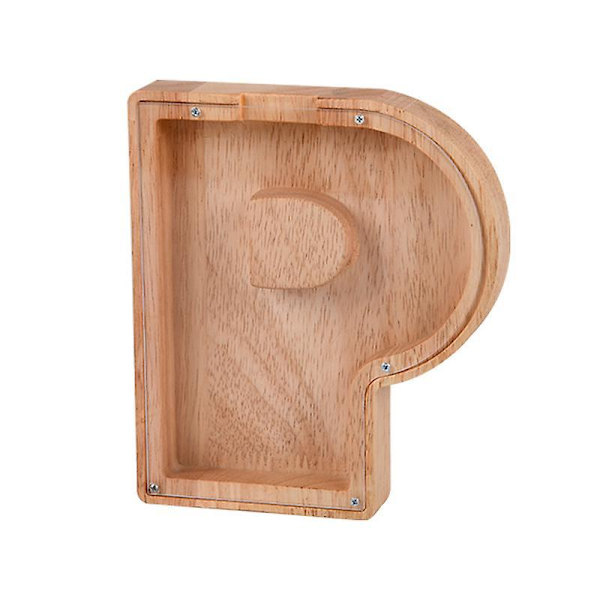 Wooden Piggy Bank Alphabet Cash Box Letters Coin Piggy Bank Kids Money Box P