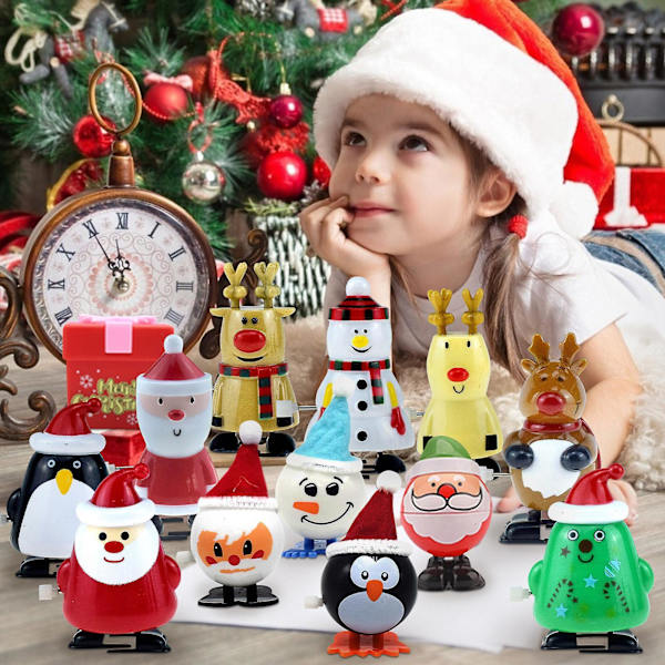 12 Pack Christmas Wind-Up Toys - Stocking Stuffers & Party Favors For Kids