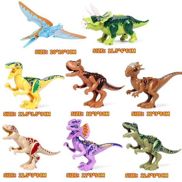 Jurassic Dinosaur Building Blocks 8pcs Tyrannosaurus, Nitrox, Styx, Children's Assembling Toy