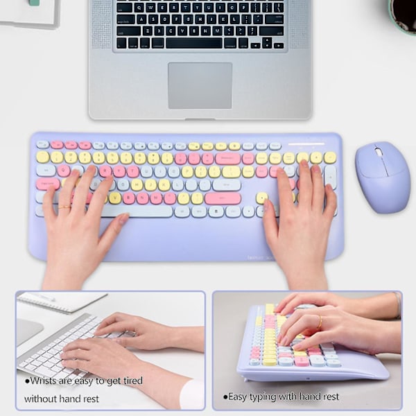 Notebook Keyboard Kit Round Keycap Plug Play Lightweight Portable Gamer Mouse Blue