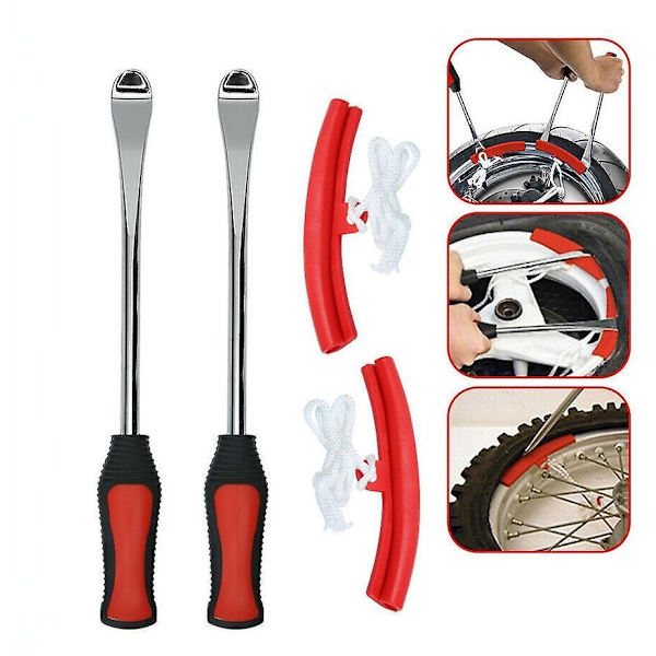 Tire Changing Lever Tools Motorcycle Bicycle Tire Changing Levers Rim Protector Auto Spoon Tire Kit 2crowbaand2protective cover