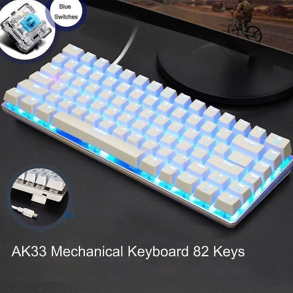 Qwert Ak33 Mechanical Keyboard 82-key Anti-ghosting Gaming Keyboard Blue/black