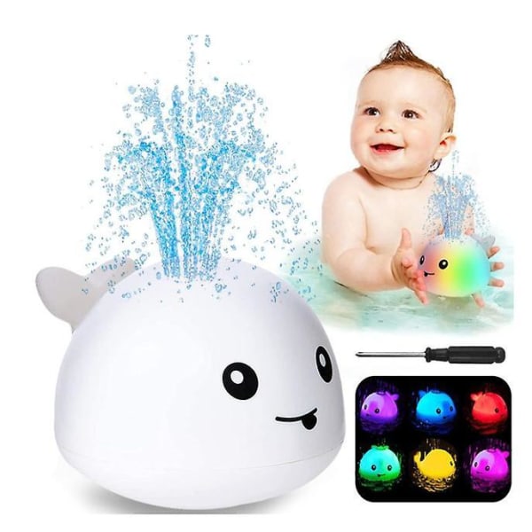 Baby Bath Toys Whale Automatic Spray Water Bath Toy with LED Light Gray