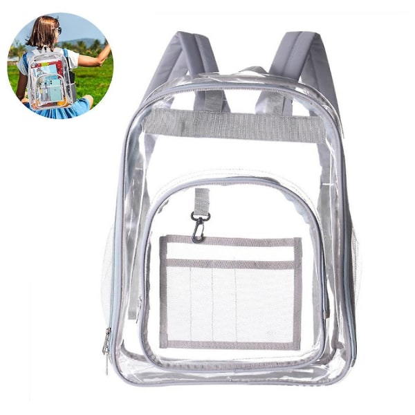1 Pcs Clear Backpack, Heavy Duty See Through Backpack Fashion Transparent Pvc Backpack Schoolbag black