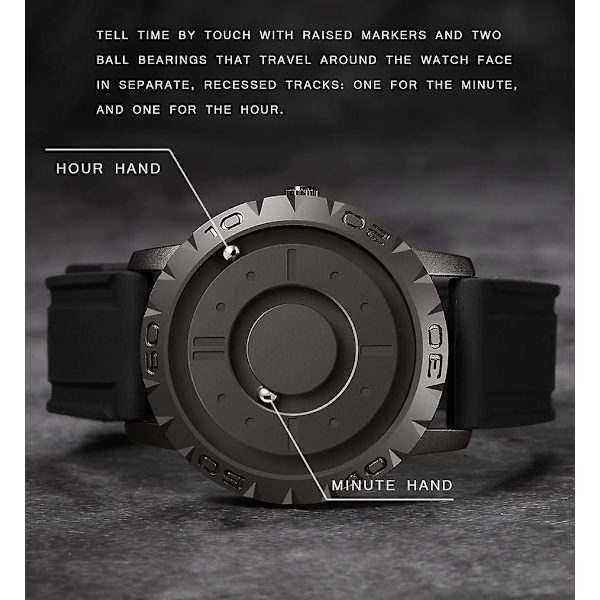 Magnetic Pointer Free Concept Watch(Black)