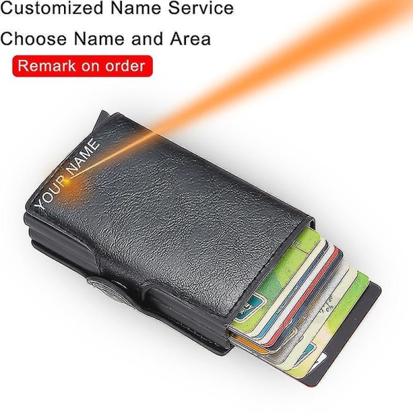 Top Quality Rfid Wallet Men Money Bag Mini Purse Male Aluminium Card W Black(Name Service)