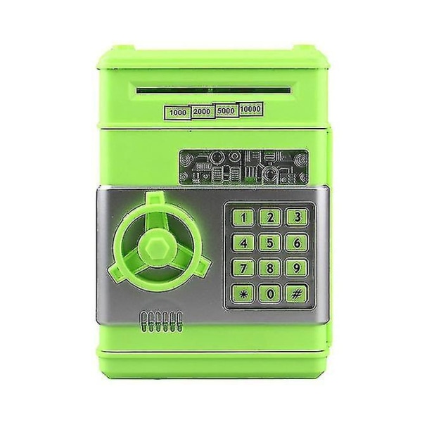 Electronic Piggy Bank Safe Atm Password Cash Box Automatic Deposit Banknotes Gifts Birthday Gifts High Quality Green