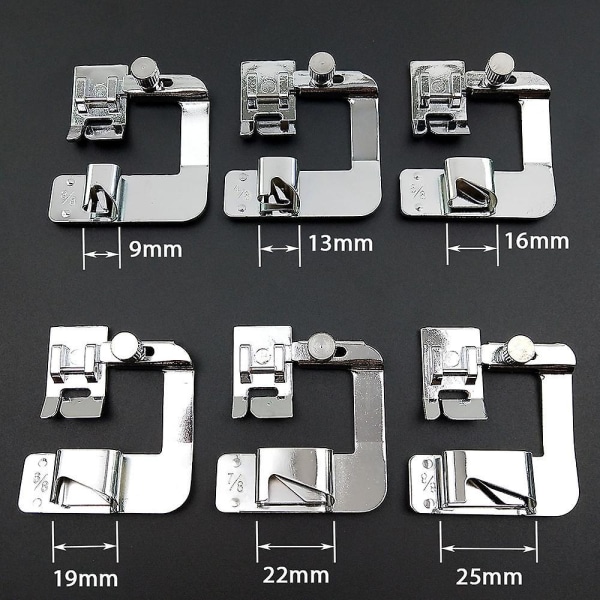 1pcs 13 19 22mm Domestic Sewing Machine Foot Presser Foot Rolled Hem Feet For Brother Singer Sew Accessories 16mm