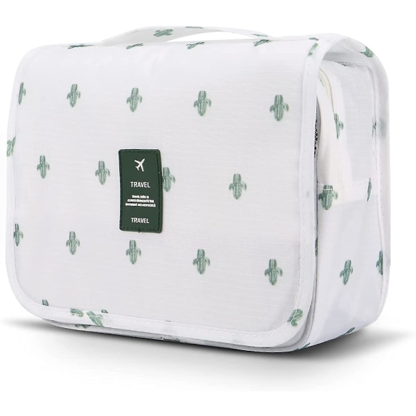 Hanging Toiletry Bag - Large Cosmetic Makeup Travel Organizer For Men  Women With Sturdy Hook White Cactus