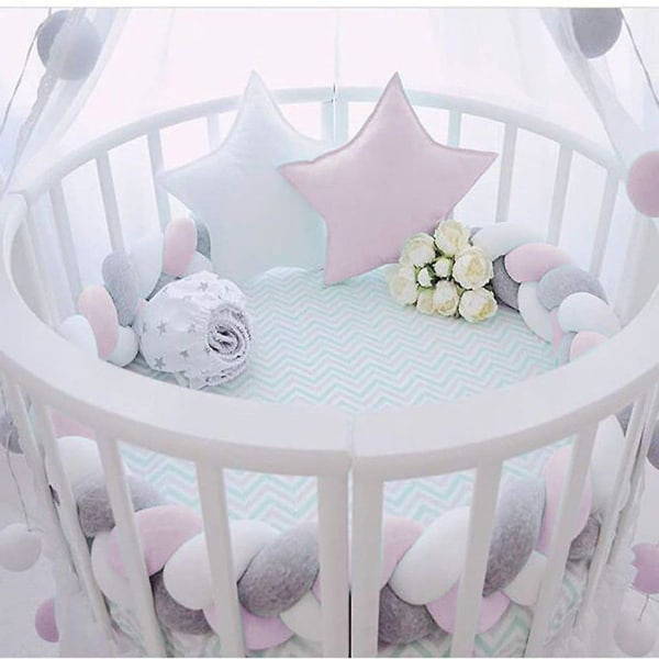 Bed Border,baby Bumper Bed Snake Baby Bed Bumper Weaving Edge Protection Head Protection Decoration For Crib Cot(grey,100cm) White*Pink*Grey 150cm