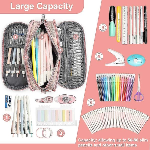 Stor Penalhus Taske Pen Holder 3 Rum