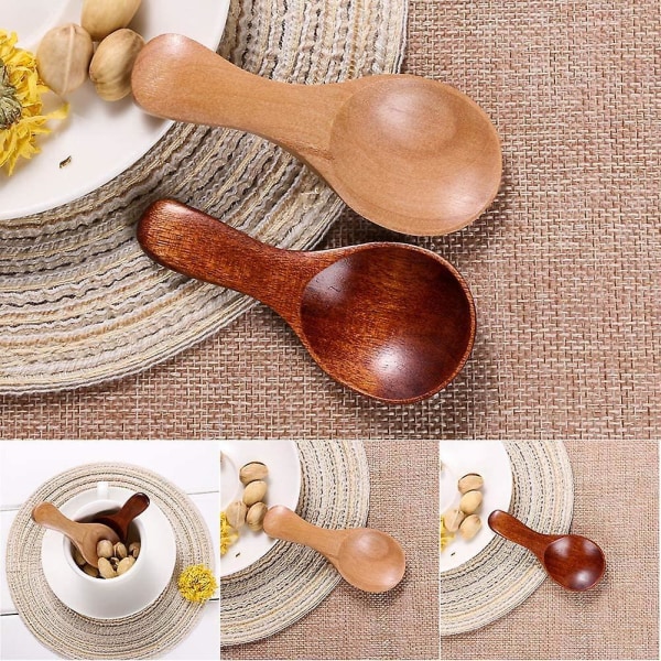 2pcs Mini Wooden Spoon With Short Handle, Perfect Smallkitchen Accessories Brown