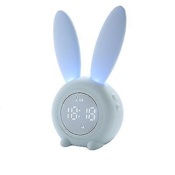 Magnetic Timed Night Light With Sound Sensor Alarm Clock Cute Rabbit Shape USB Charging(Blue)