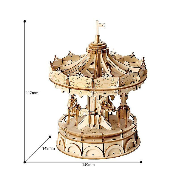 1mor Wooden Model Building Block Kit Diy Assembled Toy Animal Biological Model Kit (carousel)