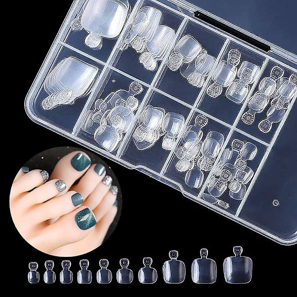 Acrylic False Toenails Full Cover, With Box, For Nail (100 Pcs Clear)