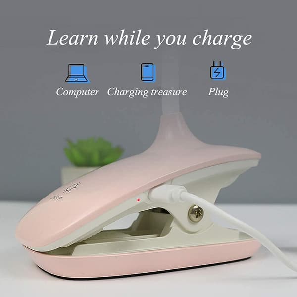 Led Clip-on Reading Lamp Dimmable Eye Protection Table Lamp Pink