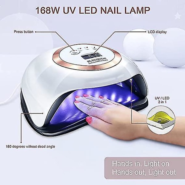 168w Uv Led Gel Nail Lamp Gel Polish Dryer Lamp 4 Timer Setting Auto Sensor