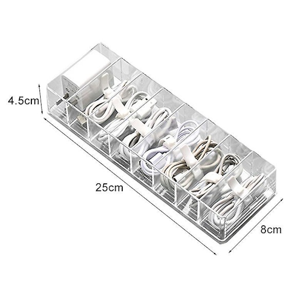 Cable Storage Box Transparent Plastic Data Line Storage Container For Desk Stationery Multifunctional Headset Data Charging Line A