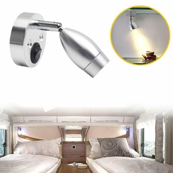 LED Spot Reading Light DC12V 6000K Warm White RV Bedside Boat Lamp Wall Camp Trailer Home Caravan Lighting Boat Interior black 6000K