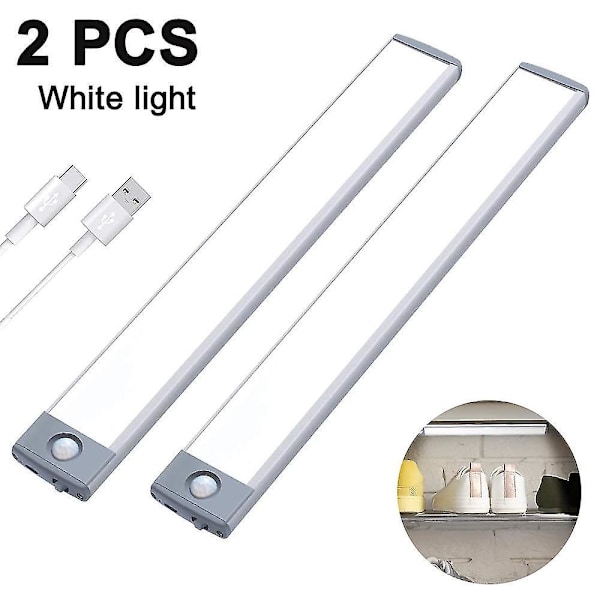 2 Pack Under Cabinet Lighting Motion Sensor Closet Light Wireless positive white light Silver 20 cm