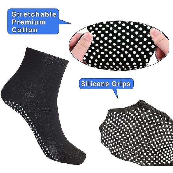Anti Slip Socks Non Skid Cotton Socks,4 Pairs Unisex Grip Socks For   Home