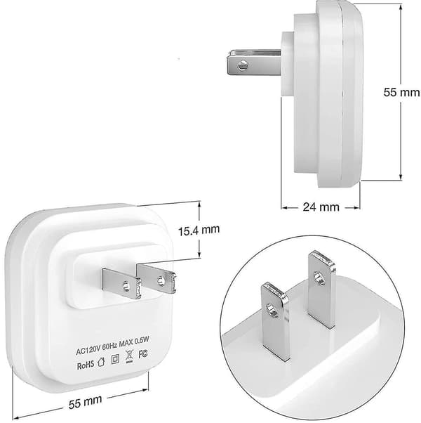 Led Night Light, Plug-in 6 Pack Smart Sensor, Night Lights Suitable For Bedroom