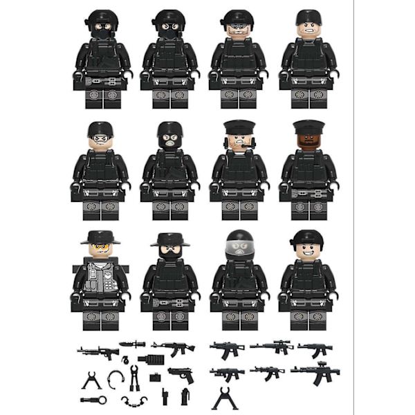 Black Swat Police Minifigure Building Block Toy