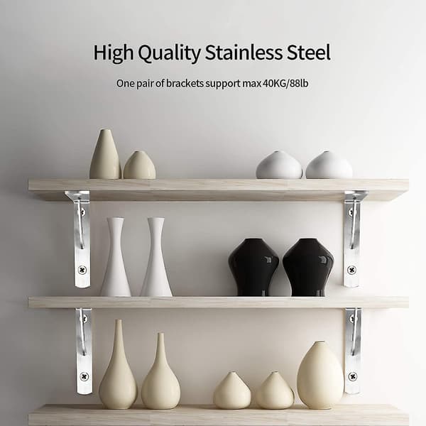 2 Pieces Wall Brackets, Wall Mount Shelf Brackets, Console Angle Brace Bracket, 90 Degree Metal Wall Corner Bracket - 200x140 Mm S