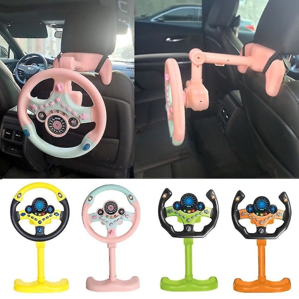 Electric Simulation Steering Wheel Toy With Light And Sound Educational Children Co-pilot Children Car Toy Vocal Toy Gift Pink