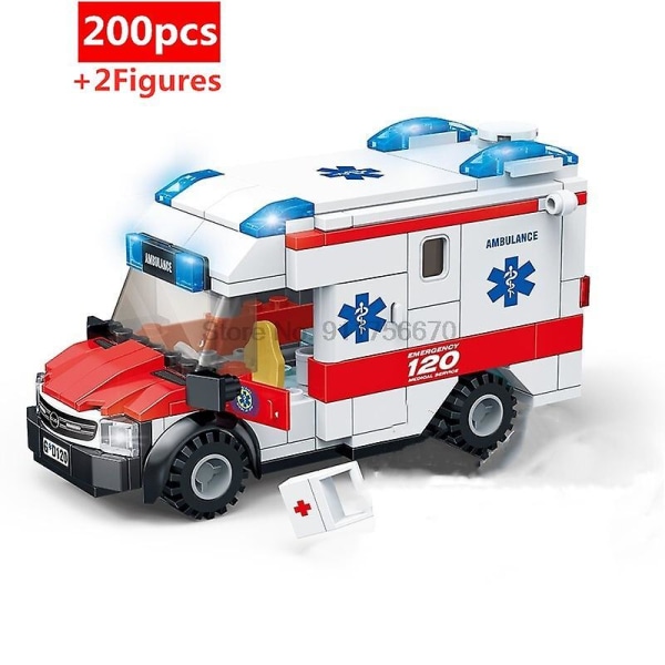 City Medical Ambulance Fire Truck Rubbish Truck Model Assembled Building Blocks Bricks Stem Educational Kids Toys For Children9220 Without Box