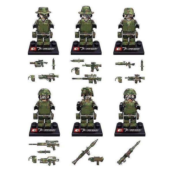 Falcon Commando Minifigure 6pcs Small Particle Assembled Military Building Block Doll
