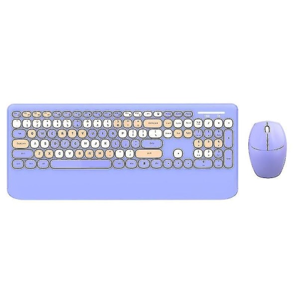 Notebook Keyboard Kit Round Keycap Plug Play Lightweight Portable Gamer Mouse Purple