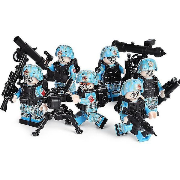 Camouflage Navy Minifigure Diy Children's Building Block Toy 6pcs