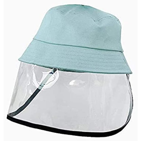 Children Face Shields Dustproof Fisherman Sun Hat Face Protective Cover Bucket Cap Green