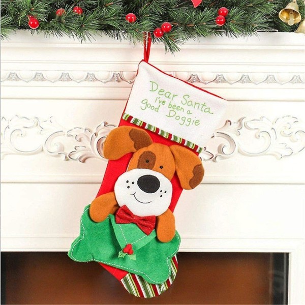 4pcs Unique Cute Cat Dog Shape Christmas Stocking Candy Gift Bag
