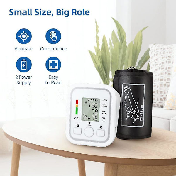 Blood Pressure Monitor Upper Arm Digital Bp Machine For Home Use & Pulse Rate Detection Meter Memory Lcd Display