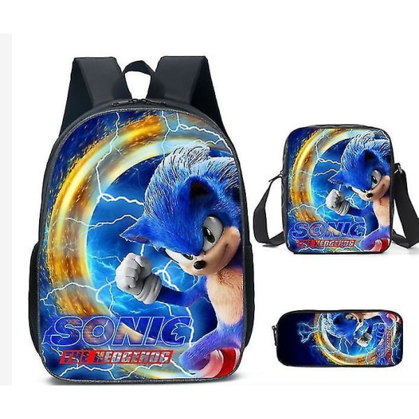 3pcs 3d Print Super Sonic Backpack Shoulder Bags Pencil Case Sonic 20