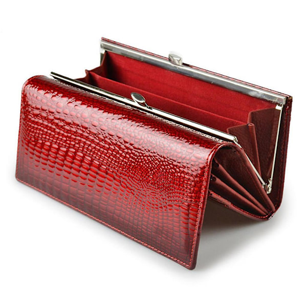 Mode Læder Damepunge Lang Damepung Clutch Pengepung Telefonpung Kortholder Red