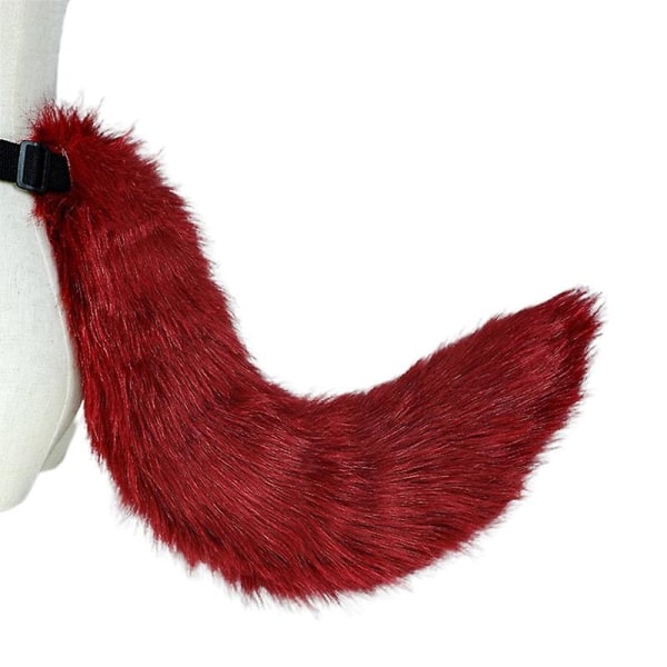 Flexible Faux Fur Cat Costume Tail Cosplay Halloween Christmas Party Costumes Wine red
